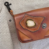 Handcrafted Vegetal Leather Multifunctional Brown Belt Bag with Natural Agate Stone Design – Gift -Versatile Fanny Pack