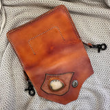 Handcrafted Vegetal Leather Multifunctional Brown Belt Bag with Natural Agate Stone Design – Gift -Versatile Fanny Pack