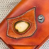 Handcrafted Vegetal Leather Multifunctional Brown Belt Bag with Natural Agate Stone Design – Gift -Versatile Fanny Pack