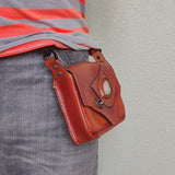 Handcrafted Vegetal Leather Multifunctional Brown Belt Bag with Natural Agate Stone Design – Gift -Versatile Fanny Pack