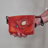 Handcrafted Vegetal Leather Multifunctional Brown Belt Bag with Natural Agate Stone Design – Gift -Versatile Fanny Pack
