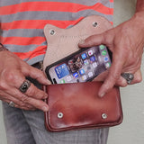 Handcrafted Vegetal Leather Multifunctional Brown Belt Bag with Natural Agate Stone Design – Gift -Versatile Fanny Pack