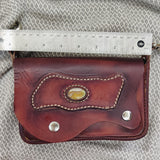 Handcrafted Vegetal Leather Multifunctional Brown Belt Bag with Natural Agate Stone Design – Gift -Versatile Fanny Pack