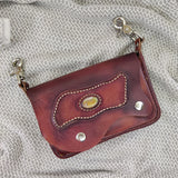 Handcrafted Vegetal Leather Multifunctional Brown Belt Bag with Natural Agate Stone Design – Gift -Versatile Fanny Pack