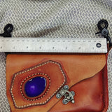Handcrafted Vegetal Leather Multifunctional Brown Belt Bag with Natural Agate Stone Design – Gift -Versatile Fanny Pack