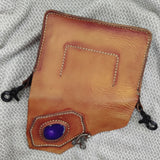 Handcrafted Vegetal Leather Multifunctional Brown Belt Bag with Natural Agate Stone Design – Gift -Versatile Fanny Pack