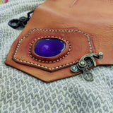 Handcrafted Vegetal Leather Multifunctional Brown Belt Bag with Natural Agate Stone Design – Gift -Versatile Fanny Pack