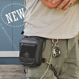 Small Black Genuine Leather and Black Suede Drop leg Bag with Adjustable Strap, Unisex Fanny Pack Bag, Leather Fanny Bag Gift