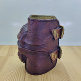 Handcrafted Genuine Dark Brown Vegetal Leather Embossed Skull Design Cuff - Unisex Gift Skull Leather Wristband-Bracelet