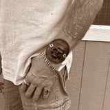 Made To Order-Small Handcrafted Genuine Black Vegetal Leather Embossed Skull Design Cuff, Cool Gift Skull Leather Bracelet-Biker's Wristband