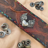 MADE TO ORDER-Handcrafted Rustic Brown Color Genuine Leather with Broken Heart Concho Bracelet-Adjustable Unisex Gift Studded Cuff Wristband