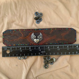 MADE TO ORDER-Handcrafted Rustic Brown Color Genuine Leather with Broken Heart Concho Bracelet-Adjustable Unisex Gift Studded Cuff Wristband