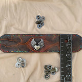 MADE TO ORDER-Handcrafted Rustic Brown Color Genuine Leather with Broken Heart Concho Bracelet-Adjustable Unisex Gift Studded Cuff Wristband