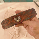 MADE TO ORDER-Handcrafted Rustic Brown Color Genuine Leather with Broken Heart Concho Bracelet-Adjustable Unisex Gift Studded Cuff Wristband