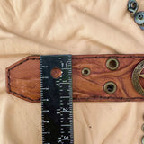 Unique Handcrafted Genuine Tan Leather Texas Star Concho-Adjustable Gift Cuff With Eyelets Wristband Brown