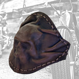 MADE TO ORDER-Small Handcrafted Genuine Brown Vegetal Leather Embossed Skull Design Cuff, Cool Gift Skull Leather Bracelet-Biker's Wristband