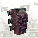 MADE TO ORDER-Handcrafted Genuine Dark Maroon Vegetal Leather Embossed Skull Design Cuff - Unisex Gift Skull Leather Bracelet Wristband