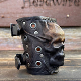 MADE TO ORDER- Handcrafted Rustic Color Genuine Leather Bracelet with Rivets Embossed Skull Design Band with Studs Unisex Gift  Biker's