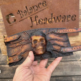 Made To Order-Handcrafted  Genuine Leather Bracelet with Embossed Pirate Skull Design Band Unisex Gift Biker's Accessories, life style Cuff