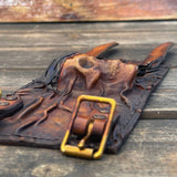 Made To Order-Handcrafted  Genuine Leather Bracelet with Embossed Pirate Skull Design Band Unisex Gift Biker's Accessories, life style Cuff