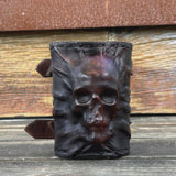 Made To Order-Handcrafted Rustic Brown Color Genuine Leather Bracelet with Embossed Skull Design Unisex Gift  Biker's Cuff, Burning Band