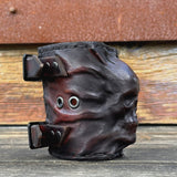 Made To Order-Handcrafted Rustic Brown Color Genuine Leather Bracelet with Embossed Skull Design Unisex Gift  Biker's Cuff, Burning Band