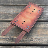 Made To Order-Handcrafted Rustic Brown Color Genuine Leather Bracelet with Embossed Skull Design Unisex Gift  Biker's Cuff, Burning Band