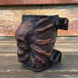 Handcrafted Rustic Color Genuine Leather Bracelet with Rivets Embossed Skull Design Band with Studs Unisex Gift  Biker's