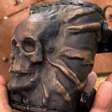 Handcrafted Rustic Color Genuine Leather Bracelet with Rivets Embossed Skull Design Band with Studs Unisex Gift  Biker's