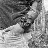 Made To Order-Handcrafted Black Color Genuine Leather Bracelet with Adjustable Brass İnsert Embossed Two Skull Design Unisex Gift  Biker's