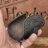 Made To Order-Handcrafted Black Color Genuine Leather Bracelet with Adjustable Brass İnsert Embossed Two Skull Design Unisex Gift  Biker's