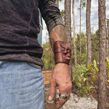 Made To Order-Handcrafted Brown Color Genuine Leather Bracelet with Adjustable Brass İnsert Embossed Skull Design Unisex Gift  Biker's