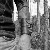 Made To Order-Handcrafted Brown Color Genuine Leather Bracelet with Adjustable Brass İnsert Embossed Skull Design Unisex Gift  Biker's