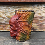 Made To Order-Handcrafted Colorful Genuine Leather Bracelet with Adjustable Brass İnsert Embossed  Skull Design Unisex Gift  Biker's