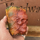 Made To Order-Handcrafted Colorful Genuine Leather Bracelet with Adjustable Brass İnsert Embossed  Skull Design Unisex Gift  Biker's