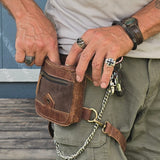 Small Brown Genuine Leather Drop leg Bag with Comfortable And Adjustable Strap, Unisex Fanny Pack Bag, Leather Fanny Bag Gift travelling bag