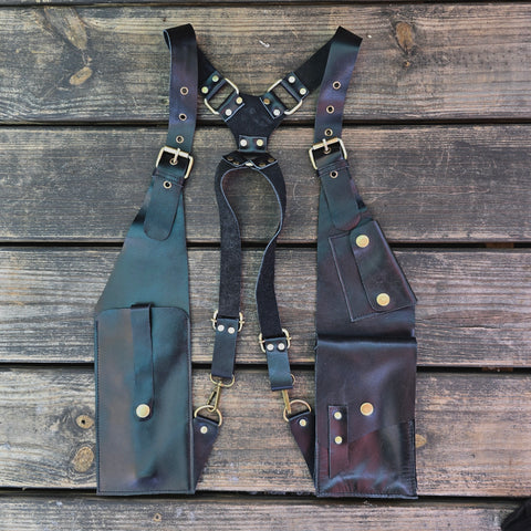 Black Genuine Leather Holster-Leather Shoulder Bag-Leather Festival Bag-Gift Travel Bag-Burning Man Gear Telephone Holder