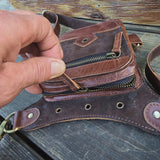 Small Brown Genuine Leather Drop leg Bag with Comfortable And Adjustable Strap, Unisex Fanny Pack Bag, Leather Fanny Bag Gift travelling bag