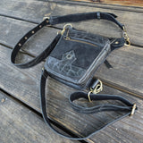 Small Smoky Black Genuine Leather Drop leg Bag with Comfortable And Adjustable Strap, Unisex Fanny Pack Bag, Leather Fanny Bag Gift