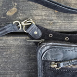 Small Smoky Black Genuine Leather Drop leg Bag with Comfortable And Adjustable Strap, Unisex Fanny Pack Bag, Leather Fanny Bag Gift