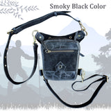 Small Smoky Black Genuine Leather Drop leg Bag with Comfortable And Adjustable Strap, Unisex Fanny Pack Bag, Leather Fanny Bag Gift