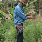 Handcrafted Genuine Vegetal Black Leather Black Drop Leg Bag–Backpack with Embossed Longhorn Design–Gift Lifestyle Hip Rider Bag