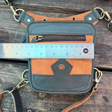 Small Army Green Genuine Leather and Brown Suede Drop leg Bag with Adjustable Strap, Unisex Fanny Pack Bag, Leather Fanny Bag Gift