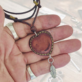 Unique Handcrafted Genuine Colored Leather Necklace with India Onyx Stone-Unisex Gift Fashion Jewelry with Naturel Stone