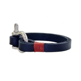 Handcrafted 8 inches Black Genuine Leather Unisex Marine Style Fashion Bracelet-Gift Cuff-Stainless Anchor Design Bracelet