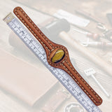 Bohemian Unique Handcrafted Vegetal Brown Leather Bracelet with Tiger's Eye Stone-Unisex Gift Fashion Jewelry-Adjustable Wristband Cuff