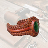 Unique Handcrafted Colored Vegetal Brown Braided Leather Bracelet with Green Cat Eye Stone Setting-Unique Gift Fashion Jewelry Cuff-Wristband (Copy)
