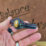 Bohemian Unique Handcrafted Vegetal Black Leather Bracelet with Tiger's Eye Stone-Unisex Gift Fashion Jewelry-Adjustable Wristband Cuff