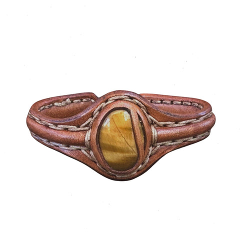 Bohemian Unique Handcrafted Vegetal Brown Leather Bracelet with Tiger's Eye Stone-Unisex Gift Fashion Jewelry-Adjustable Wristband Cuff