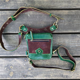 Small Green and Brown Genuine Leather Drop leg Bag with Comfortable And Adjustable Strap, Unisex Fanny Pack Bag, Leather Fanny Bag Gift